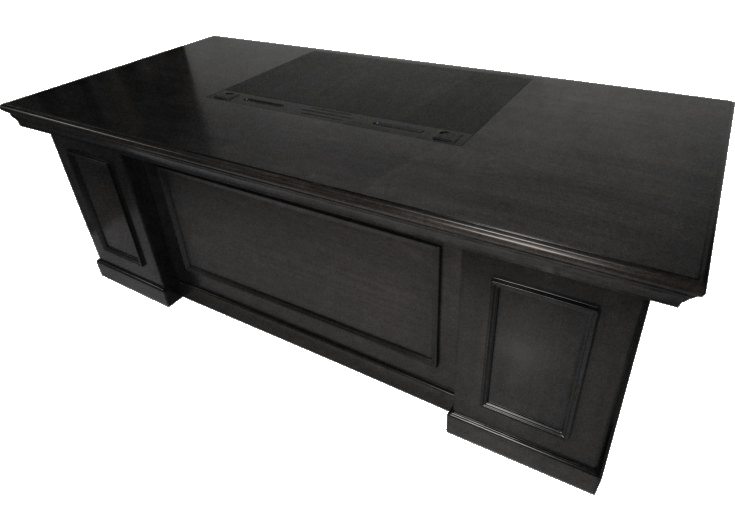Stunning Black Ash Real Wood Veneer Executive Office Desk With Pedestal & Return - L3F-UG163-1600mm